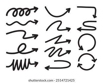 Handgezeichnete Pfeilmarkensymbole, Vektor