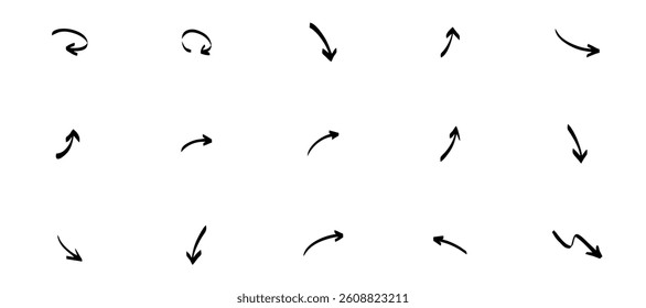 Hand drawn arrow mark icons vector,Arrow vector icon set in thin line style