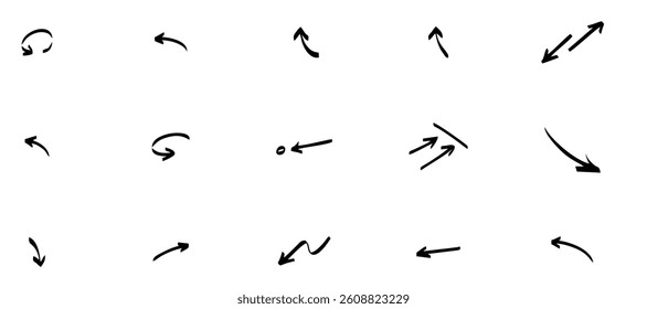 Hand drawn arrow mark icons vector,Arrow vector icon set in thin line style
