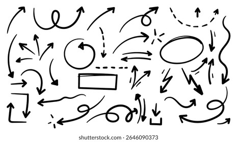 Hand drawn arrow mark icons vector