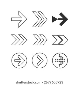 Iconos de marca de flecha dibujados a mano Vector	