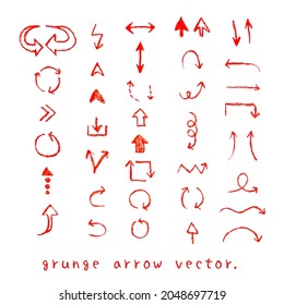 Conjunto de material de flecha dibujado a mano de material vectorial.