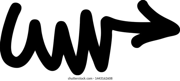 Hand drawn arrow on a white background. Vector art