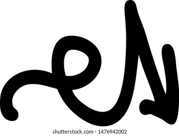 Hand drawn arrow on a white background. Vector art
