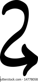 Hand drawn arrow on a white background. Vector art