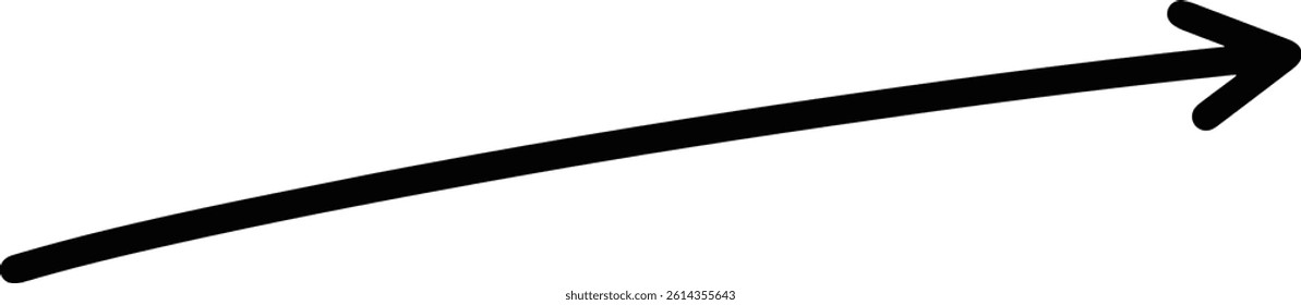 Hand drawn arrow pointing right. Black arrow shape element