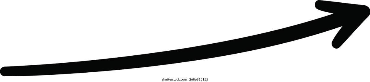 Hand drawn arrow pointing to the upper right isolated on white