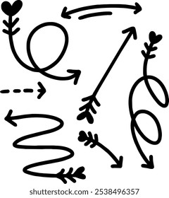 Hand drawn arrow pointing vector set of design elements collection