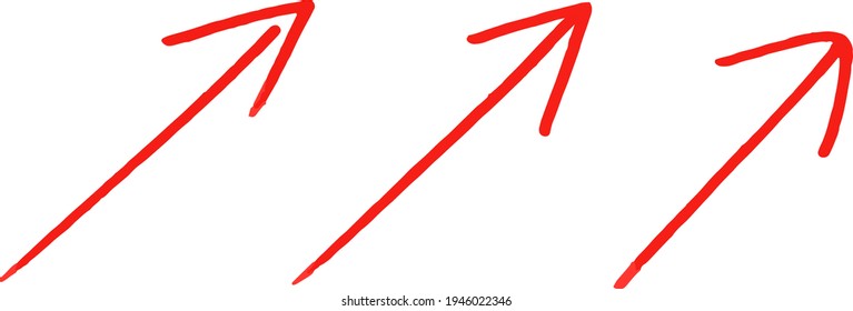 Hand drawn arrow with red pen set