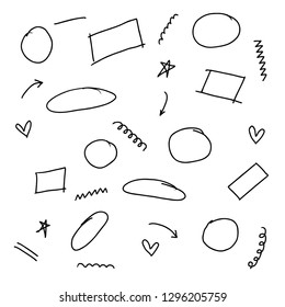 Hand drawn arrow set, abstract shapes doodle, collection of black direction sketch symbols, vector illustration graphic design elements - Vector 