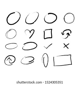 Hand drawn arrow set, abstract shapes doodle, collection of black direction sketch symbols, vector illustration graphic design elements - Vector 