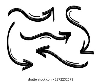 Handgezeichneter Bogensatz. Pfeilsammlung Für Unternehmen. Doodle-Vektorgrafik