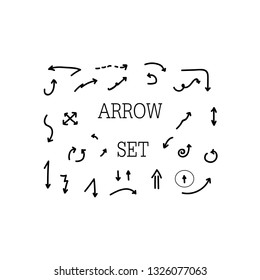 Hand Drawn Arrow Set Collection On White Background Vector / Illustration