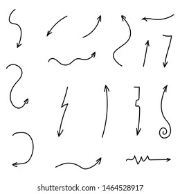 Hand Drawn Arrow Set Collection Of Black Direction Pencil Sketch Symbols , Vector Illustration Graphic Design Elements - eps10