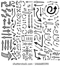 Hand Drawn Arrow Set Collection on White Background