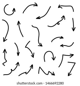 Hand Drawn Arrow Set Collection Of Black Direction Pencil Sketch Symbol