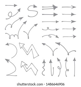 Hand drawn arrow set. Collection of doodle arrow doodles.