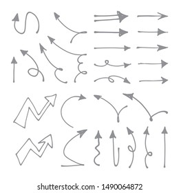 Hand drawn arrow set. Collection of doodle arrow doodles.