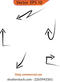 Hand drawn arrow set. Collection of pointers.