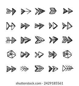 Hand drawn arrow set collection