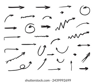 Handgezeichneter Pfeilsatz, Sammlung von Bleistift-Skizzen-Symbole,