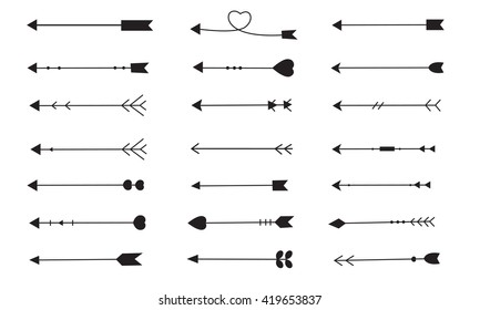 Hand Drawn Arrow Set, Collection Set, Style Different, Vector Illustration, Graphic Design