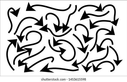 Hand Drawn Arrow Set . Doodle Arrow Collection On White Background 