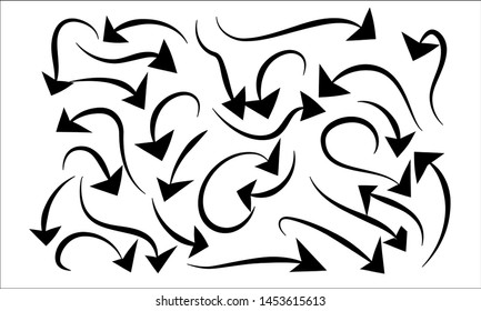 Hand Drawn Arrow Set . Doodle Arrow Collection On White Background 