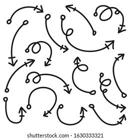 hand drawn Arrow Set. Doodle vector illustration. isolated on a white background.