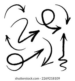 conjunto de flecha dibujado a mano. Ilustración del vector Doodle.