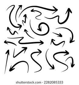 conjunto de flecha dibujado a mano. Ilustración del vector Doodle. 10.