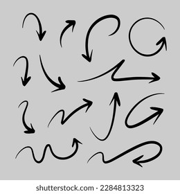 hand drawn arrow set. Doodle vector illustration. eps 10.