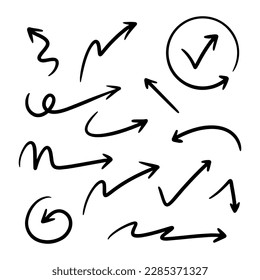hand drawn arrow set. Doodle vector illustration. eps 10.