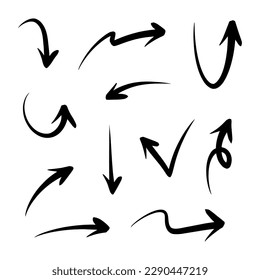 hand drawn arrow set. Doodle vector illustration. eps 10.