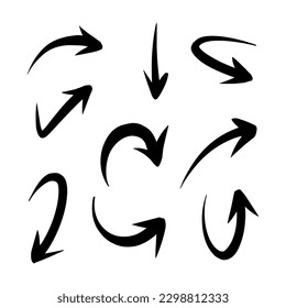 conjunto de flecha dibujado a mano. Ilustración del vector Doodle. 10.