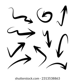 hand drawn arrow set. Doodle vector illustration. eps 10.