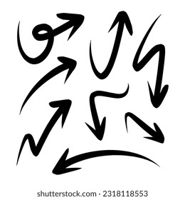 hand drawn arrow set. Doodle vector illustration. eps 10.