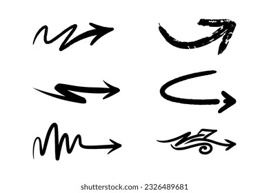 conjunto de flecha dibujado a mano. Ilustración del vector Doodle. 10.