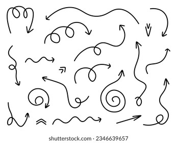 Hand Drawn Arrow set. Doodle vector illustraion