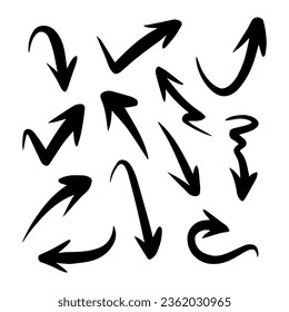 hand drawn arrow set. Doodle vector illustration. eps 10.