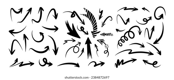 conjunto de flecha dibujado a mano. Ilustración del doodle.