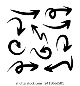 conjunto de flecha dibujado a mano. Ilustración del doodle.