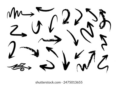 hand drawn arrow set. Doodle illustration.