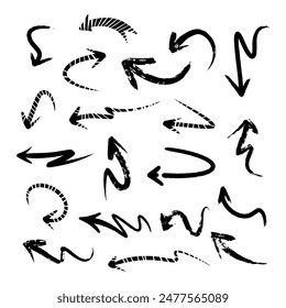 conjunto de flechas dibujadas a mano. Ilustración de garabato.