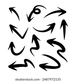 hand drawn arrow set. Doodle illustration.