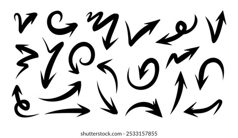 Conjunto de flecha dibujado a mano. Ilustración de Doodle.
