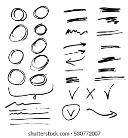 Hand drawn arrow set, Ã?Â�ircle elements. Business doodle. Hand drawn sketch. Signs isolated on white background. Vector illustration. - Shutterstock ID 530772007