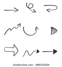 Hand drawn arrow set icons. vector.