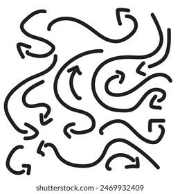 Conjunto de flechas dibujadas a mano Vector de ilustración.