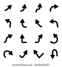 Hand drawn arrow set isolated vector illustration on white background.